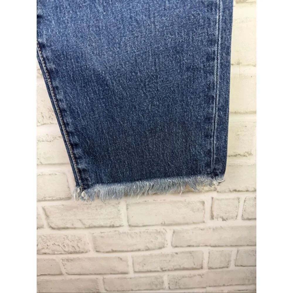 New Good American Good Boy Jeans GBFH134T Size 14 Raw Fray Hem High Waist